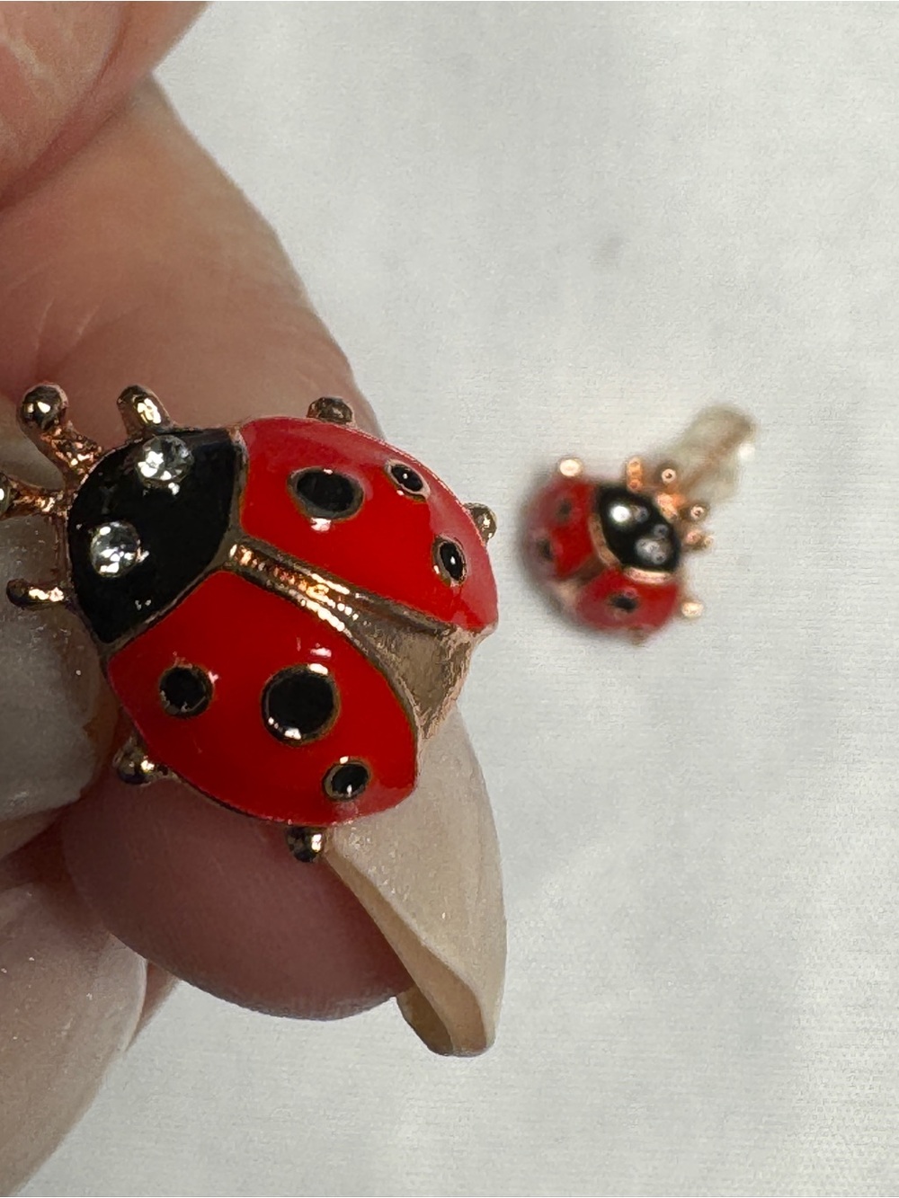 Cute Ladybug Stud Earrings - Red and Black Enamel